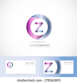 Vector logo template of alphabet letter Z 3d circle with business card