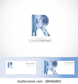 Vector logo template of alphabet letter r 3d with business card