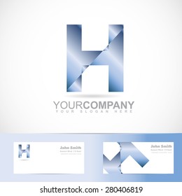 Vector logo template of alphabet letter h 3d with business card