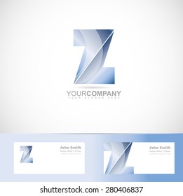 Vector logo template of alphabet letter Z 3d with business card