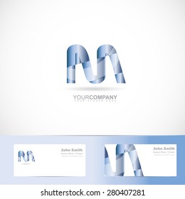 Vector logo template of alphabet letter m 3d with business card