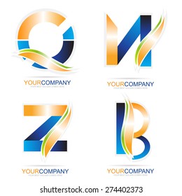 Vector logo template of alphabet letters icons