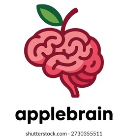 Vector logo template for Apple Brain with fruit symbol suitable for food education knowledge learning health branding and creative design projects