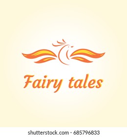 Vector logo template for baby shop, store, market or for kids centre, kindergarten. Illustration of firebird for book or web. EPS10.