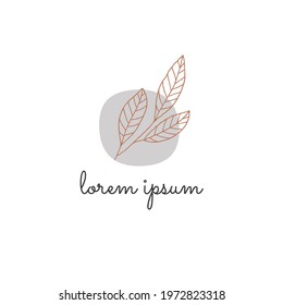 Vector logo template in bohemian style. Modern boho art, hand drawn abstract shapes and florals. For business woman. For business identity and branding.