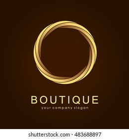 Vector logo template for boutique hotel, restaurant, jewelry. Gold luxury monogram