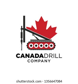Vector logo template for canada drilling company. Rotating drill icon. EPS10. Simple and style logotype for geological prospecting isolated on white background. - Vector 