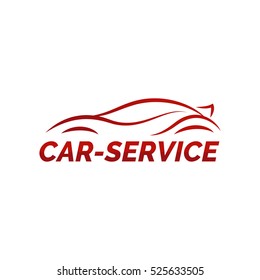 Vector logo template for car service, car wash or auto sales. Silhouette of car.