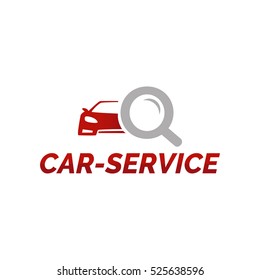 Vector logo template for car service, car wash or auto sales. Icon Car Search.