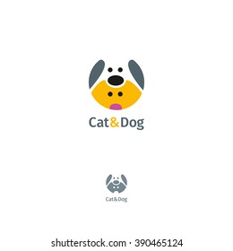 Vector logo template with cat and dog. 