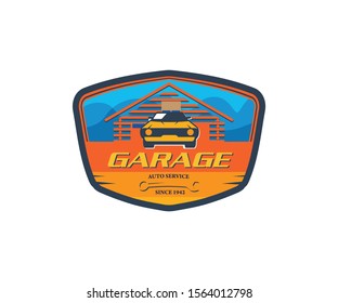 vector logo template classic car service station 