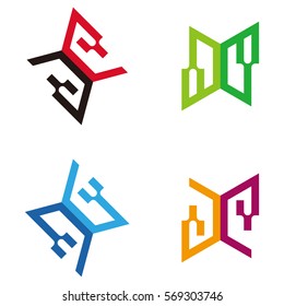 Vector logo template. Colorful design icon set. "D","C", "X", "G", "Y" letters icon set. You can use in the financial, industrial, screws, building and communication concept of pattern. 