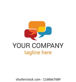 Vector logo template with colorful dialog bubbles - for call center or online support