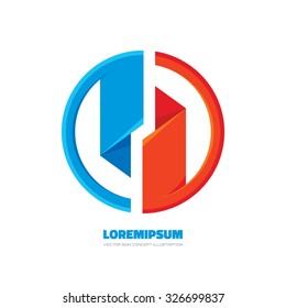 Vector logo template concept illustration. Two design elements. Abstract symbol for business company. Origami geometric icon. 