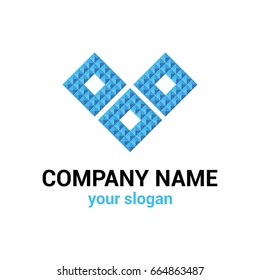 Vector logo template for construction companies, high-tech innovation, e-commerce. Illustration of three squares in polygonal style. Design elements. EPS10.