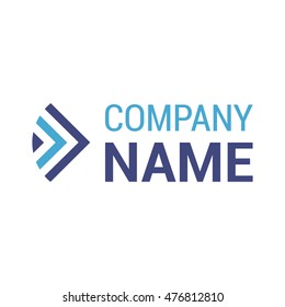 Vector logo template for corporate identity. Blue arrow, rounded on one side.