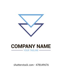 Vector logo template for corporate identity. Two triangles are in the form of arrows pointing down. Eps 10, isoleted, outlined.