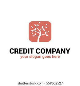 Vector logo template for credit company. Finance logotype. Illustration of a tree, a symbol of growth.