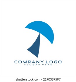 Vector logo template design with learning concept and umbrella .Logo can be used for finance, insurance, marketing business.