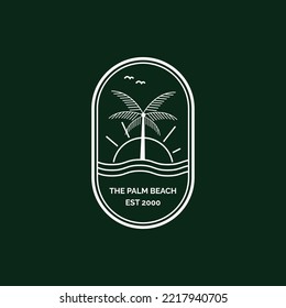 Vector logo template design with palm tree - abstract summer and holiday badge and coat of arms