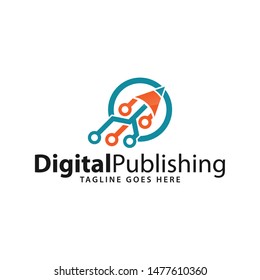 Vector logo template for Digital publishers, printing companies, libraries, encyclopedia, digital book store.
