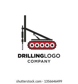 Vector logo template for drilling company. Rotating drill icon. EPS10. Simple and style logotype for geological prospecting isolated on white background. - Vector 