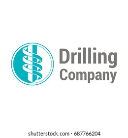 Vector logo template for drilling company. Rotating drill icon. EPS10. Simple and style logotype for geological prospecting.