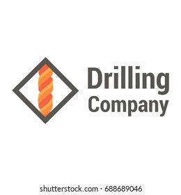 Vector logo template for drilling company. Rotating drill icon. EPS10. Geological prospecting sign.