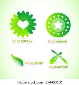Vector logo template of eco badge set for ecological natural products