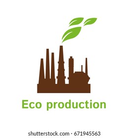 Vector logo template for eco factory. Creative flat logotype. Design element for banners, web.  Bio energy. Alternative technology. EPS10.