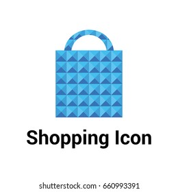 Vector logo template for e-commerce. Bag icon in blue color. Modern and style shopping pictogram. EPS10. Design element.