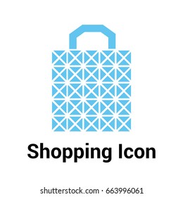 Vector logo template for e-commerce. Bag icon in blue color. Modern and geometric style shopping pictogram. EPS10. Design element.