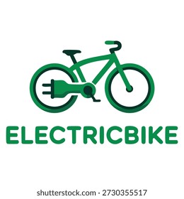 Vector logo template electric bike featuring plug symbol ideal for technology energy transport eco riding branding and innovative bicycle related identity design