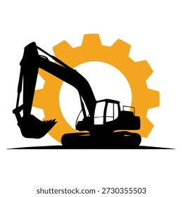 Modelo de logotipo vetorial para escavadeira ideal para empresa de construção, marca, equipamentos industriais, produtos de máquinas e design de identidade criativa