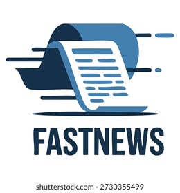 Vector logo template for fast news featuring motion and paper symbol design suitable for business identity and media communication projects