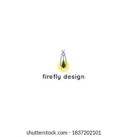 Vector logo template with a firefly, firebug. Hand drawn simple insect illustration. For branding and business identity.