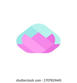 Vector logo template of geometric lotus flower. Abstract simple emblem for yoga, meditation, relaxation, inner concentration, self-knowledge or spiritual practice