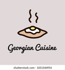 Vector logo template for georgian restaurant. Illustration of hachapuri. EPS10. Local adjarian food sign. Adzharian logotype. 