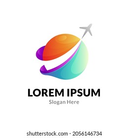 Plantilla de logotipo de vectores para globo y avión