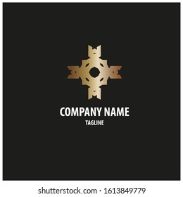 Vector logo template with golden cross elements. Can be used for church logos.