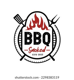 Vector logo template grill barbecue, restaurant design logo inspiration