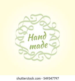 Vector logo template for hand-made products, shops or handcrafted company. Homemade icon. Creative handmade badge.