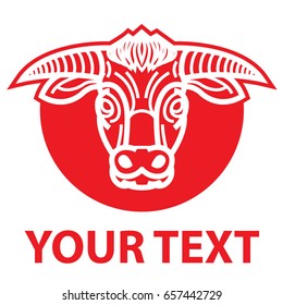 Vector logo template with head of powerful horned bull