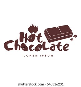 Vector logo template hot chocolate. Hot cocoa, marshmallow. Vector template for business card, poster, banner, design elements for cafe, coffee shop. Isolated on white background.