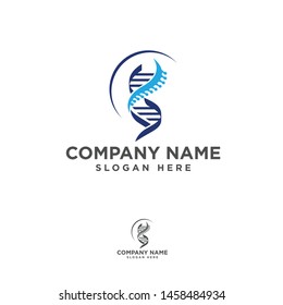 Vector logo template. Human spine with helix isolated silhouette illustration. Spine pain medical center, clinic, rehabilitation, diagnostic, surgery logo element. Flat modern silhouette illustration.
