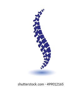 Vector logo template. Human spine isolated silhouette illustration. Spine pain medical center, clinic, rehabilitation, diagnostic, surgery logo element. Flat modern silhouette illustration. Scoliosis