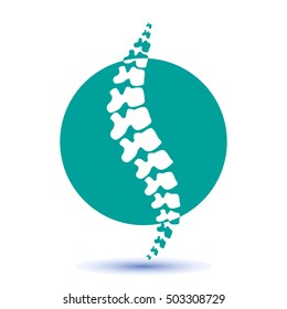 Vector logo template. Human spine isolated silhouette illustration. Spine pain medical center, clinic, rehabilitation, diagnostic, surgery logo element. Flat modern silhouette illustration. Scoliosis