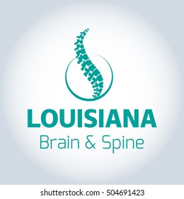 Vector logo template. Human spine isolated silhouette illustration. Spine pain medical center, clinic, rehabilitation, diagnostic, surgery logo element. Flat modern silhouette illustration. Scoliosis