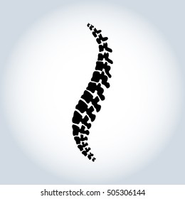 Vector logo template. Human spine. Isolated. Spine medical center, clinic logo element. Flat modern silhouette illustration. 