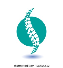 Vector logo template. Human spine isolated silhouette illustration. Spine pain medical center, clinic, rehabilitation, diagnostic, surgery logo element. Flat modern silhouette illustration. Scoliosis